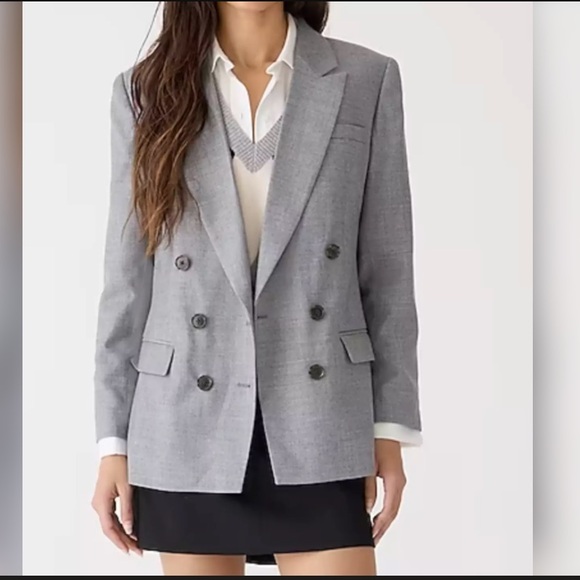 J. Crew (NWT) Collection relaxed double-breasted blazer in wool gray size 0 - Picture 1 of 12